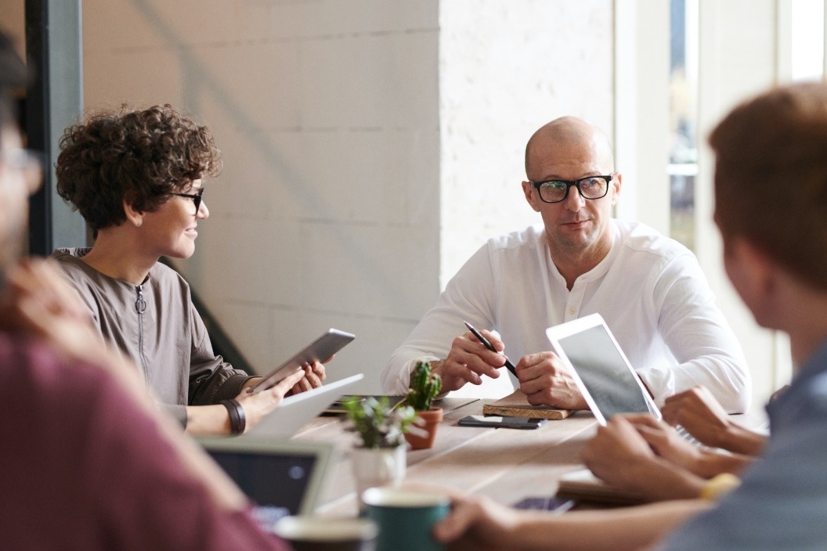 employees discussing